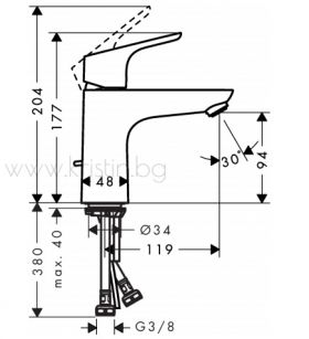 Hansgrohe Focus 100, стоящ смесител за мивка 31607000 