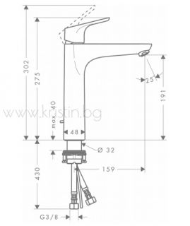 Hansgrohe Focus 190, стоящ смесител за мивка 31608000 