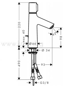 Hansgrohe Talis S, стоящ смесител за мивка 72042000