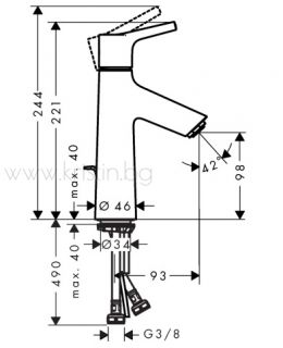 Hansgrohe Talis S, стоящ смесител за мивка 72022000 със студен старт