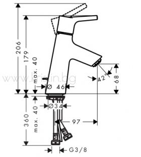 Hansgrohe Talis S, стоящ смесител за мивка 72013000 със студен старт