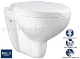 Конзолна тоалетна чиния Grohe Bau Ceramic, с капак с плавно затваряне