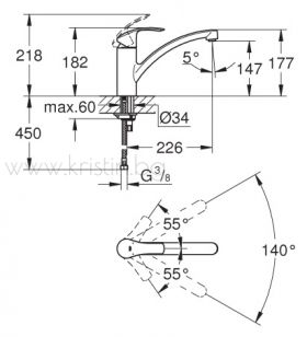 Комплект кухненска мивка Grohe K300 и смесител Grohe Eurosmart