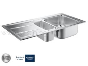 Кухненска мивка Grohe K400,  с две корита и плот за отцеждане