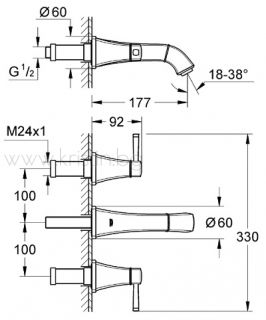 Смесител за вграждане за мивка Grohe Grandera