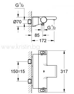Душ система Grohe New Tempesta System 250 и термостат Grohtherm 2000