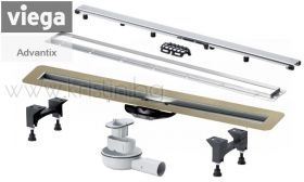 Линеен сифон Viega Advantix Flat 750-1200 мм, нисък, комплект с решетка ER10 и рамка Standard