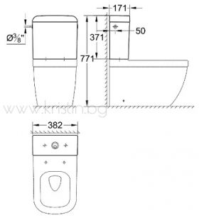 Моноблок Grohe Euro Ceramic, плътно прилепнал до стената 