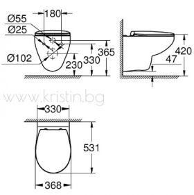 Конзолна тоалетна чиния Grohe Bau Ceramic, комплект 39497000