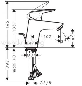 Hansgrohe Logis 70, стоящ смесител за мивка