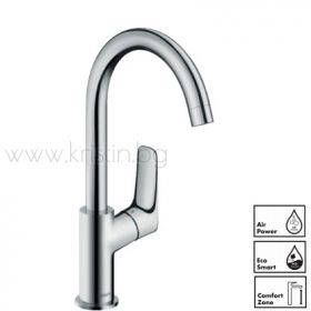 Hansgrohe Logis 210, стоящ смесител за мивка с подвижен чучур
